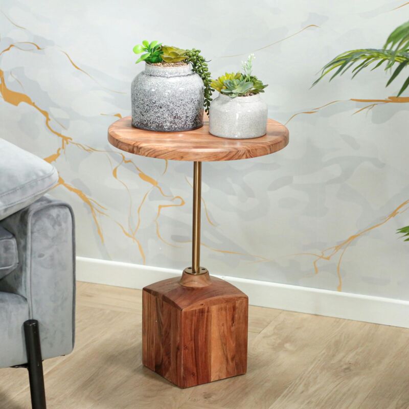 Bout de canapé en bois d'acacia f.s.c® rond d 40, 5 cm