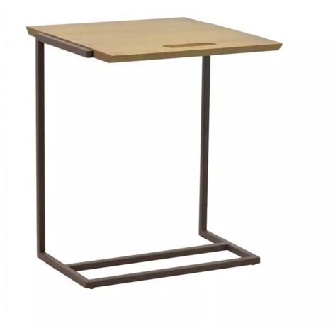 Bout de canapé en bois de pin et métal marron - LINEA