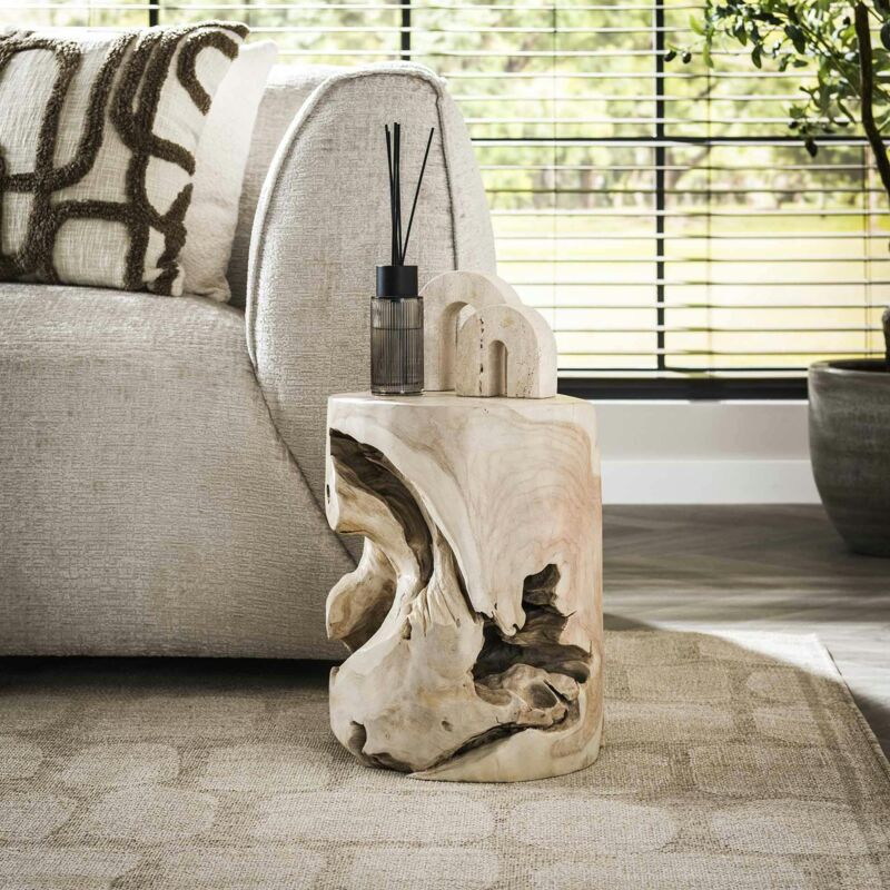 Bout de canapé en bois de teck blanchi arizona