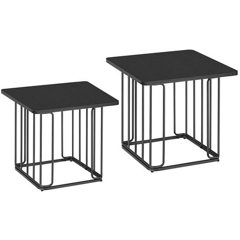 Bout de canapé lot de 2 tables d’appoint petite table pour salon table de chevet table de nuit pour petits espaces noir - Noir