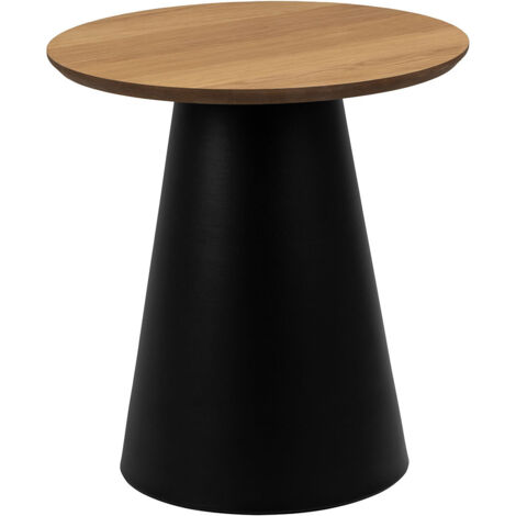 Bout de canapé rond en bois et métal noir D45 - GIROLLE