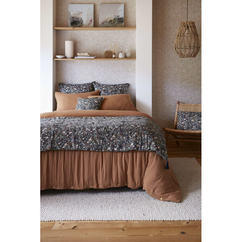 Bout de lit "Capucine" 90 x 200 cm "Gaze de Coton" - Couleur: Capucine Minuit - Taille d'édredon ou bout de lit: 90 x 200 cm