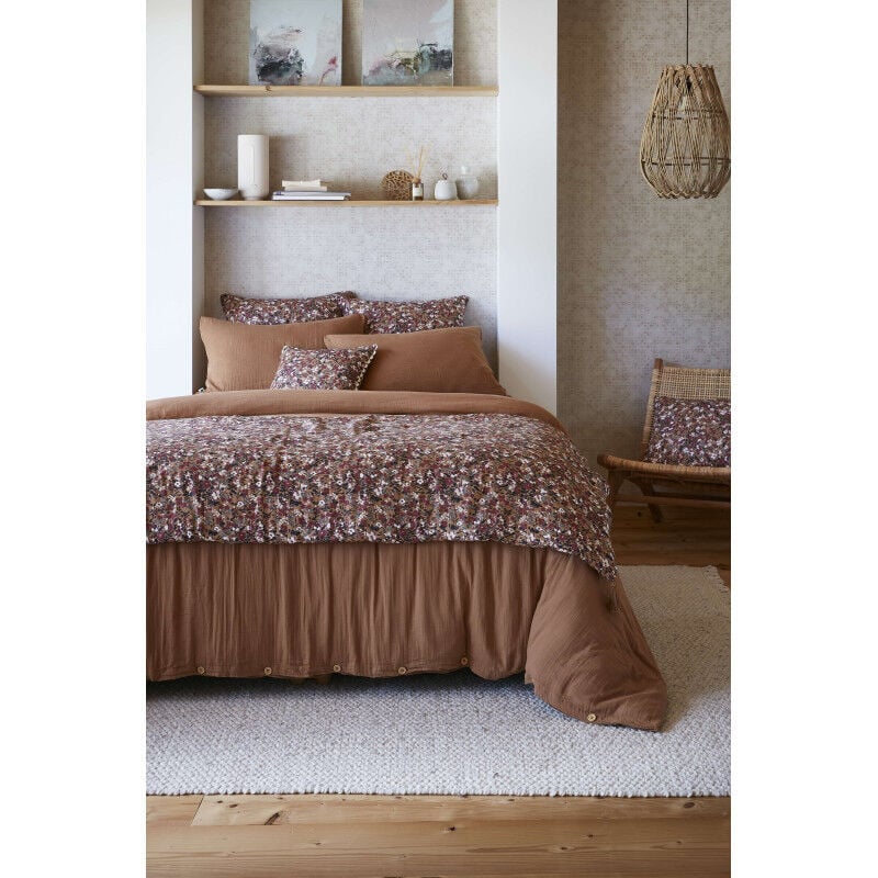 Bout de lit "Capucine" 90 x 200 cm "Gaze de Coton" - Couleur: Capucine Camel - Taille d'édredon ou bout de lit: 90 x 200 cm
