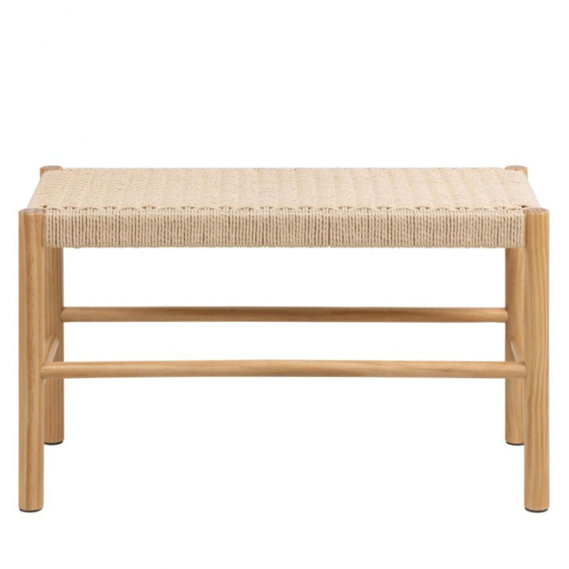 Hellin - Bout de lit en bois et assise tressée L80 - theo Hellin - Bout de lit en bois et assise tressée L80 - theo