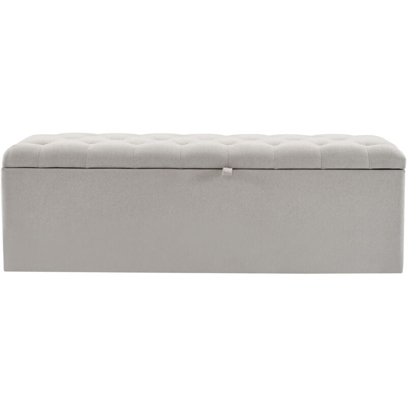 Liberté - Bout de lit rembourré en lin avec rangement, gris