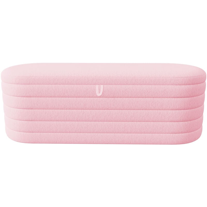 Liberté - Bout de lit Teddy rembourré 120x40, avec espace de rangement, rose