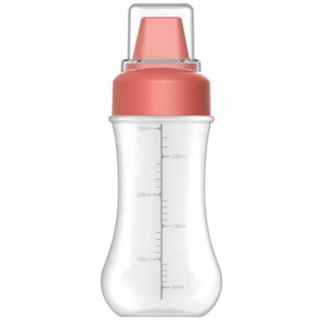 Bouteille à condiments à presser, bouteille à condiments en plastique, récipient à condiments rechargeable avec rebord, bouteille d'huile d'olive pour la cuisine(rouge)