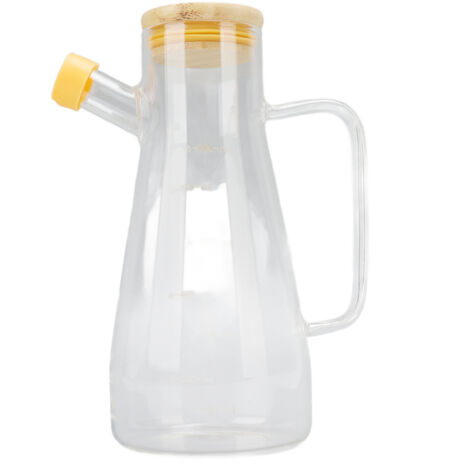 Bouteille à Huile en Verre Borosilicate 650ML avec Poignée Ergonomique et Échelle de Mesure pour Cuisine
