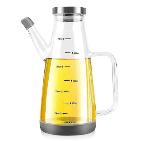 Bouteille à huile en verre borosilicate haute résistance pour la cuisine, 25 fl oz (740 ml), distributeur d'huile et de vinaigre sans silicone.