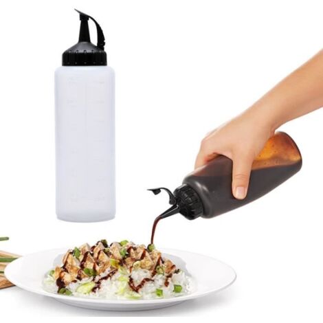 Bouteille à Sauce,Flacon souple de décoration,Presser Les Bouteilles avec Capuchon,Flacon Souple en Plastique,pour Barbecue,Ketchup