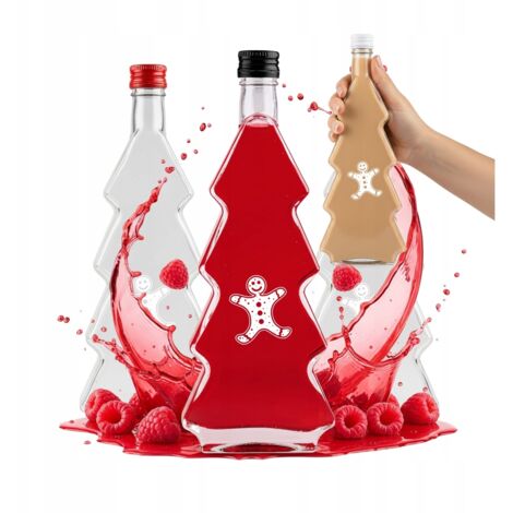 Bouteille de 500 ml avec motif sapin de Noël pour liqueur, teinture, jus - Bouteilles de Noël