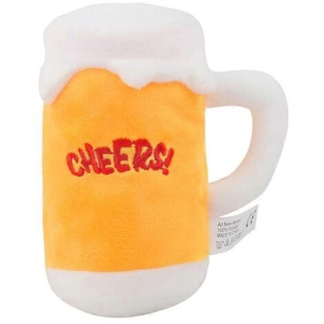 Bouteille de bière en peluche / chope de bière jouet couineur pour chien, cadeau mignon d'anniversaire pour chien, hochet canin rigolo.