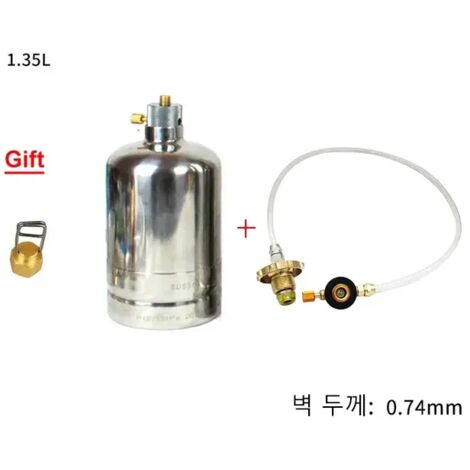 Bouteille de gaz gonflable en acier inoxydable pour le camping en plein air, adaptateur de remplissage pour réservoir de gaz à circulation, réchaud à gaz portable, combustible pour pique-nique et camp