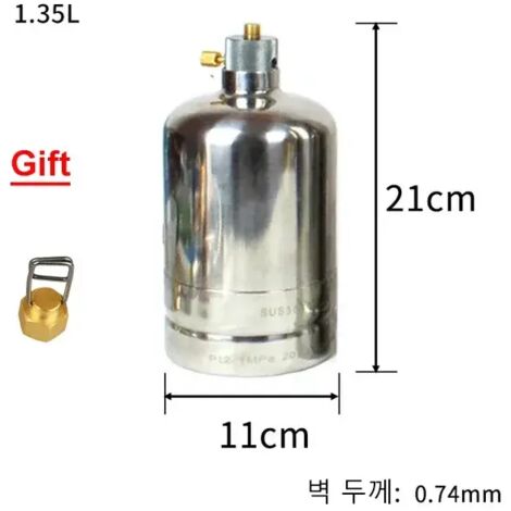 Bouteille de gaz gonflable en acier inoxydable pour le camping en plein air, adaptateur de remplissage pour réservoir de gaz à circulation, réchaud à gaz portable, combustible pour pique-nique et camp