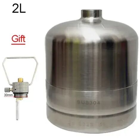 Bouteille de gaz gonflable en acier inoxydable pour le camping en plein air, adaptateur de remplissage pour réservoir de gaz à circulation, réchaud à gaz portable, combustible pour pique-nique et camp