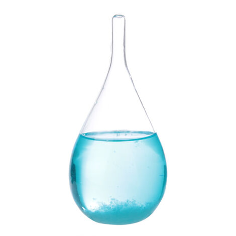 Bouteille de Prévision Météo avec Effet Tempête de Gouttes d'Eau - Décoration Chimie Cristal (Bleu Sans Socle)