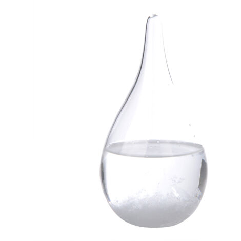 Bouteille de Prévision Météo en Verre avec Cristaux et Effet Tempête de Gouttes (Blanc sans Socle)