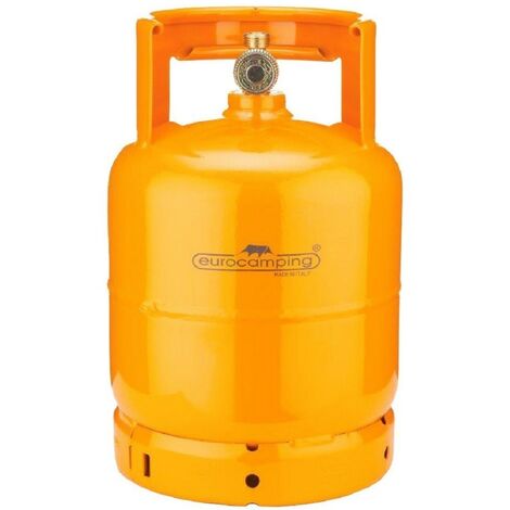 Bouteille de propane 3 kg avec robinet rechargeable – Gaz liquide pour pique-niques en camping – Compatible avec appareils de cuisson – Eurocamping