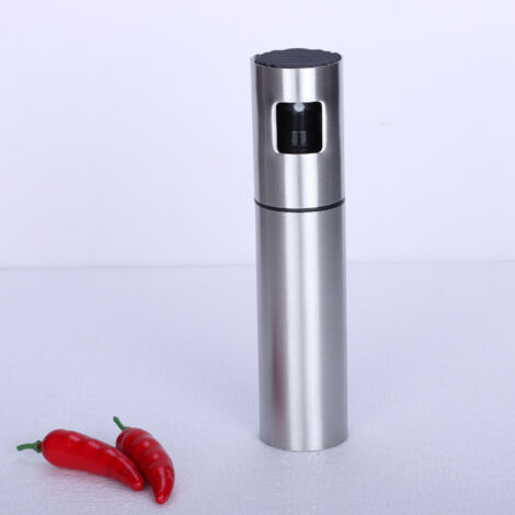 Bouteille de Pulvérisateur d'Huile 100ml, Distributeur de Pulvérisateur de Vinaigre en Acier Inoxydable, Vaporisateur de Cusine Portable, pour Barbecue, Salade -avec Brosse Entonnoir 17.84CM