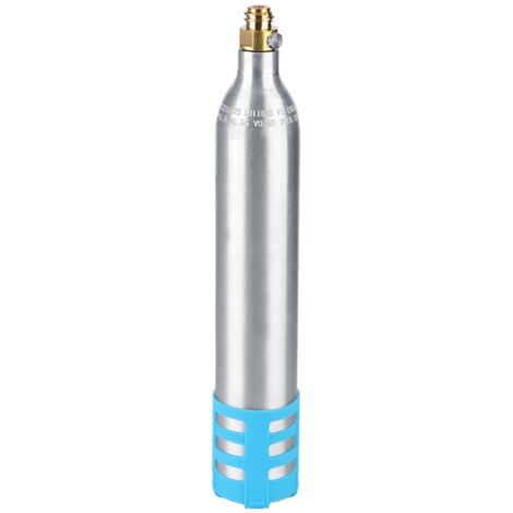 Bouteille de soda rechargeable 0.6L avec cylindre CO2 réutilisable et housse silicone bleue pour machines à soda