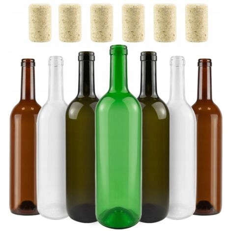 BOUTEILLE DE VIN CLAIR VERT OLIVE + BOUCHON DE BOUCHON