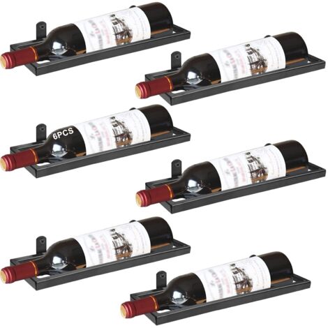 Bouteille de Vin Murale en Fer, Organisateur De Casier à Vin Suspendu en Métal, Wall Mounted Iron Wine Rack, Appliquer Au Support de Stockage pour Cave à Vin Decoration Murale au Salon (Noire 6)