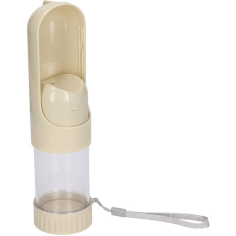 Bouteille d'eau 2 en 1 pour chien et chat, portable et étanche, distributeur d'eau pour animaux de compagnie, idéale pour voyages et randonnées, 350 ml, couleur blanche.