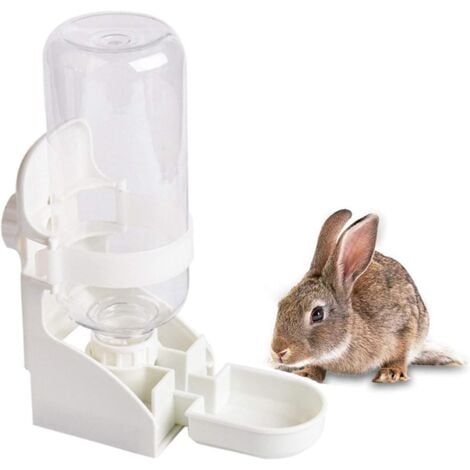 Bouteille d'eau à suspendre pour lapin, distributeur automatique sans fuite, pour lapin, chinchille, cochon d'Inde, furet Blanc DENUOTOP