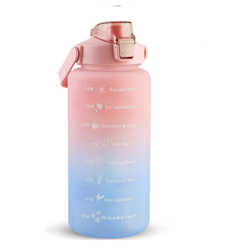 Lifcausal - Bouteille d'eau de 64 oz/demi-gallon, paille de marqueur de temps de motivation avec brosse, anti-fuite, sans bpa, réutilisable, buvez