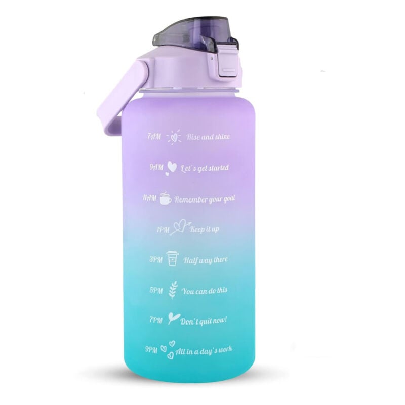 Lifcausal - Bouteille d'eau de 64 oz/demi-gallon, paille de marqueur de temps de motivation avec brosse, anti-fuite, sans bpa, réutilisable, buvez