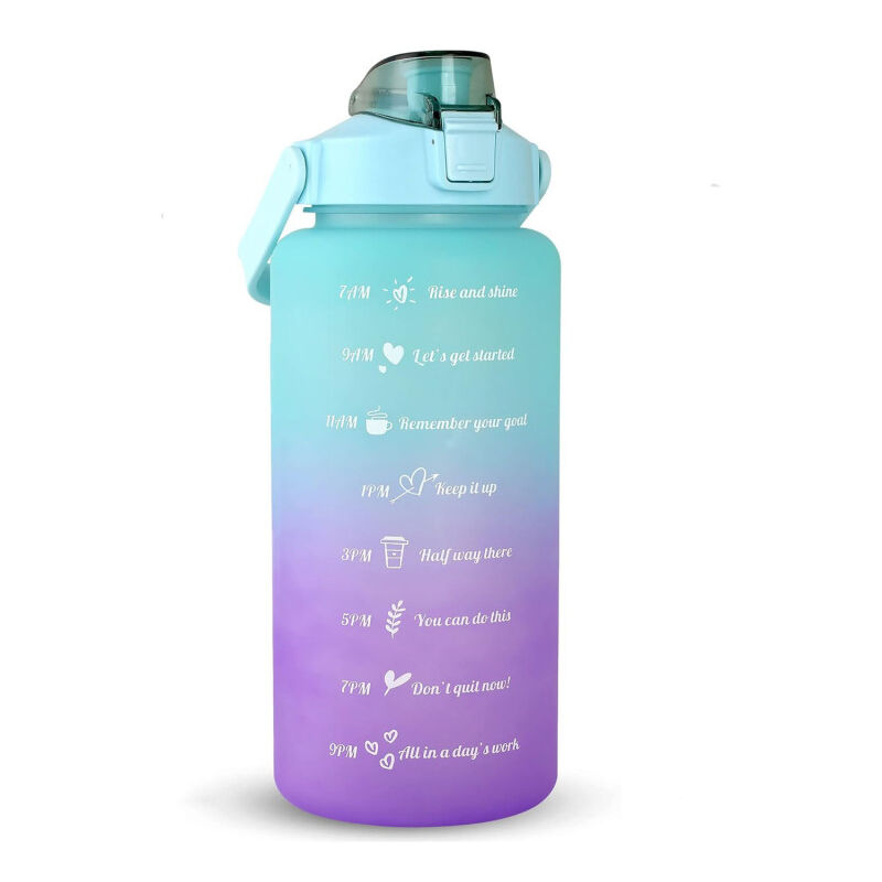 Lifcausal - Bouteille d'eau de 64 oz/demi-gallon, paille de marqueur de temps de motivation avec brosse, anti-fuite, sans bpa, réutilisable, buvez