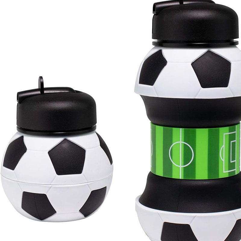 Bouteille d'eau de sport de football Bouteilles de voyage pliables avec silicone