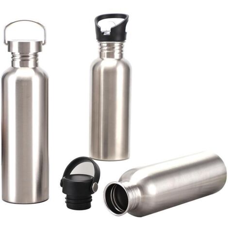 Bouteille d'eau de sport en acier inoxydable monocouche à grande ouverture 304, bouteille d'eau froide portable