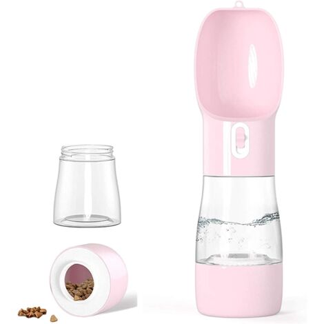 Bouteille d'eau de voyage pour chien - Distributeur portable pour chien et chat pour la marche, les voyages, la randonnée - Récipient extérieur multifonctionnel (Rose)