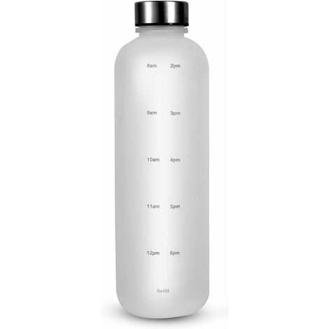 Bouteille d'eau Gourde 1L avec Marqueur de Temps de Motivation, sans BPA - Gourde Sport étanche pour Femme et Homme, Randonnée, Gymnastique