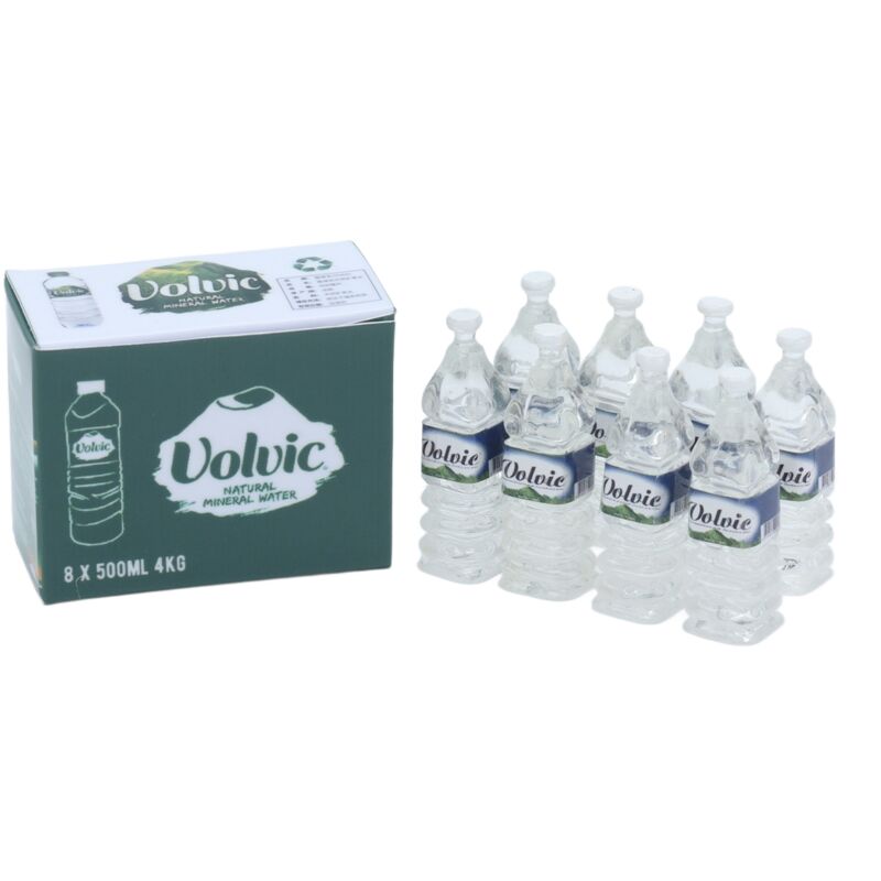 Bouteille d'eau miniature 1:12 pour maison de poupée, jeu de cuisine et décoration printanière - Idéal pour adultes et adolescents (Fuvic Carré)