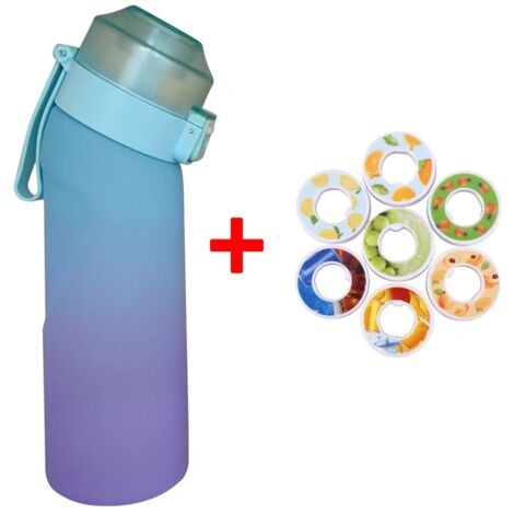 FEI YU Bouteille d'eau parfumée Air Scent avec 7 dosettes aromatisées Bouteille d'eau parfumée pour le sport 650 ml Sans BPA 0 % de sucre Calories