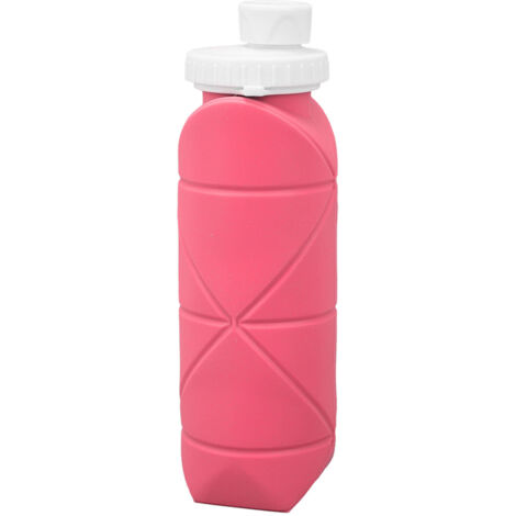 Bouteille d'eau pliable 600ml en silicone alimentaire, anti-fuite et légère, idéale pour la gym, le camping et le sport - Rose