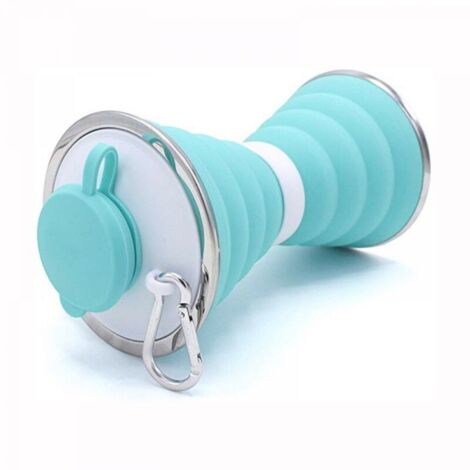 Bouteille d'eau pliable avec boucle, réutilisable, en silicone, pliable, étanche, portable, adaptée au sport, aux activités de plein air, aux voyages, à la salle de sport et à la randonnée.
