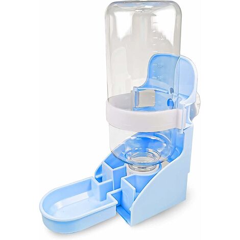 Bouteille d'eau pour Animaux,500ml,Distributeur d'eau pour Cage,Portable,pour Chien,Chat, Lapin,Hamster,Petits Animaux (Bleu)