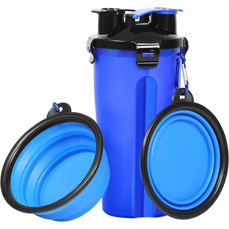 Bouteille D'Eau Pour Chien Bols Pour Chien Pour Voyager Récipient De Nourriture Pour Animaux De Compagnie 2 En 1 Avec Bols Pliables Pour Chien, Bols D'Eau Pour Chien En Plein Air Pour La Marche, La Ra