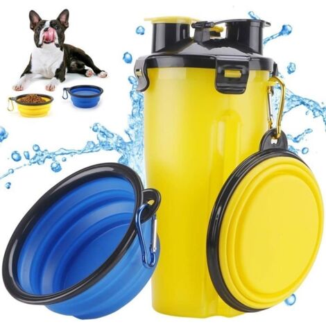 Bouteille d'eau pour Chien Portable Distributeur d'eau Gamelle pour Chien Pliable pour Chien Chiot Chat Blanc