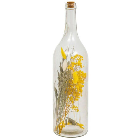 Bouteille Déco "Fleurs Séchées" 45cm Jaune