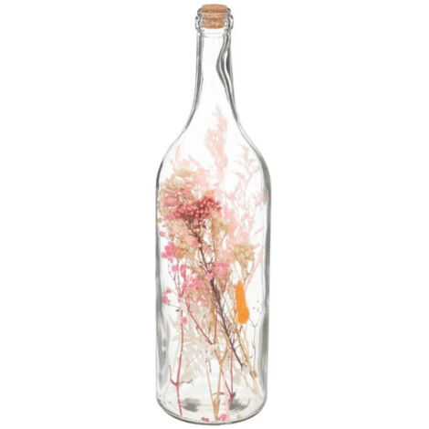 Bouteille Déco "Fleurs Séchées" 46cm Multicolore