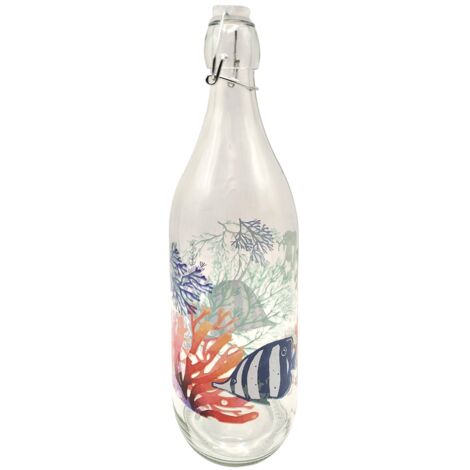 Bouteille décorative avec bouchon en forme de poisson pour le stockage de liquides, design unique et attrayant