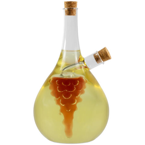 Bouteille décorative en forme de raisin 480 ml double pour huile d'olive, vinaigre, 2 en 1 pour vin, teinture