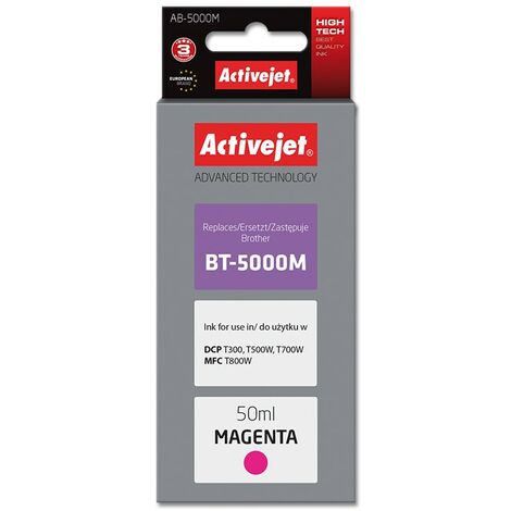 Bouteille d'encre Activejet AB-5000M (remplace Brother BT-5000M  Supreme  50 ml  magenta)