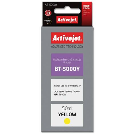 Bouteille d'encre Activejet AB-5000Y (remplace Brother BT-5000Y  Supreme  50 ml  jaune)