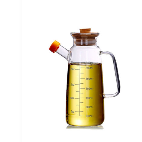 Bouteille d'huile en verre Shangfeng avec couvercle en bambou, résistante à la chaleur et étanche, avec couvercle en bambou. Bouteille d'huile, bouteille de vinaigre, bouteille à condiments anticorros