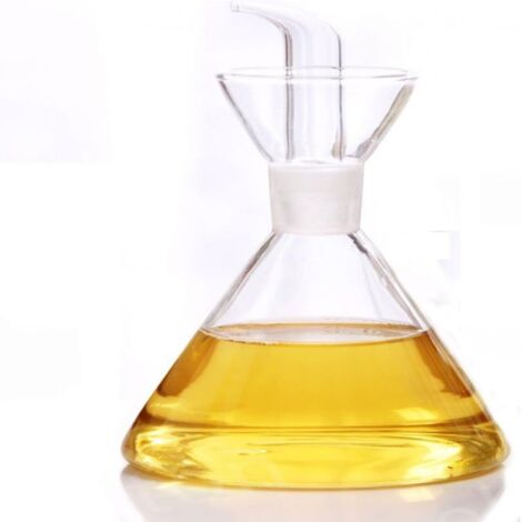 Bouteille d'huile triangulaire moyenne de 250 ml, paquet de 1, verre transparent